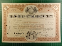Aksjebrev The Northern Central Railway Company 1972