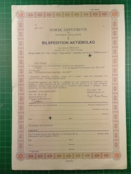 Depotbevis Bilspedition Aktiebolag 1986