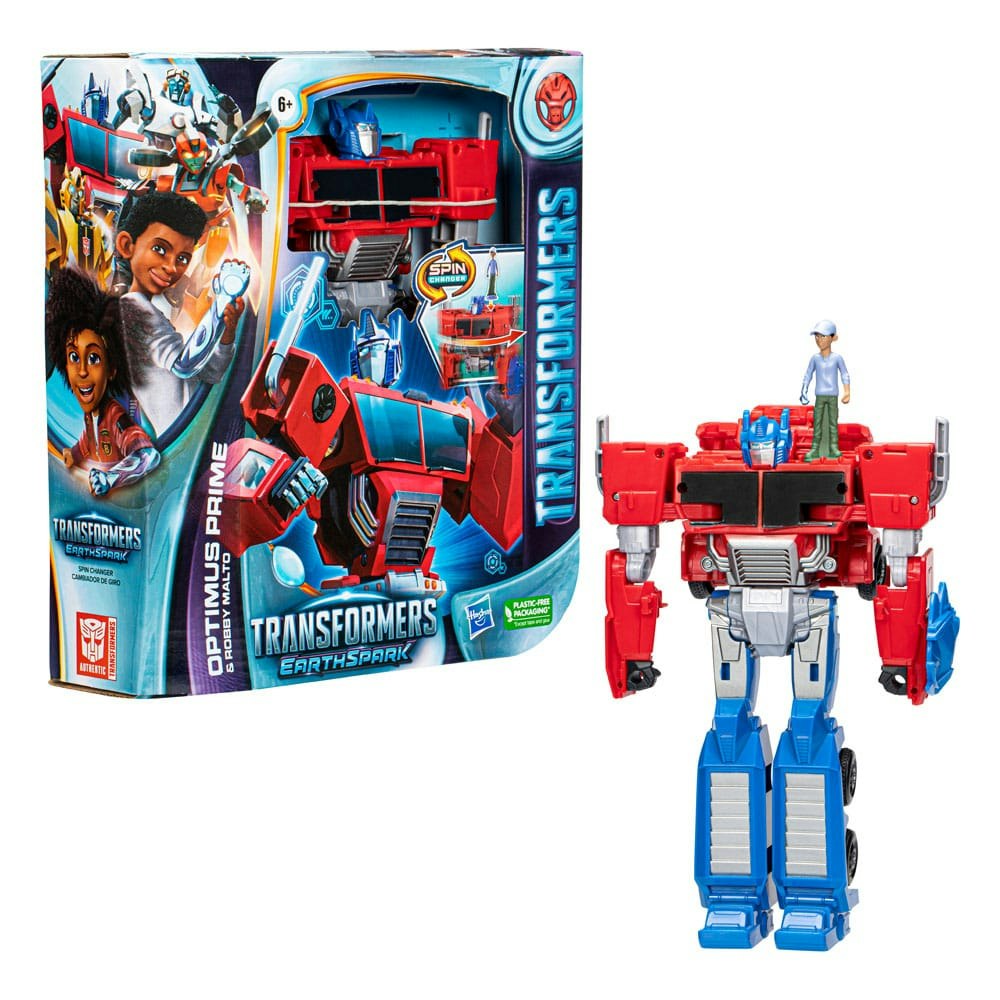 Transformers EarthSpark Spin Changer Action Figure Optimus Prime & Robby Malto 20 cm