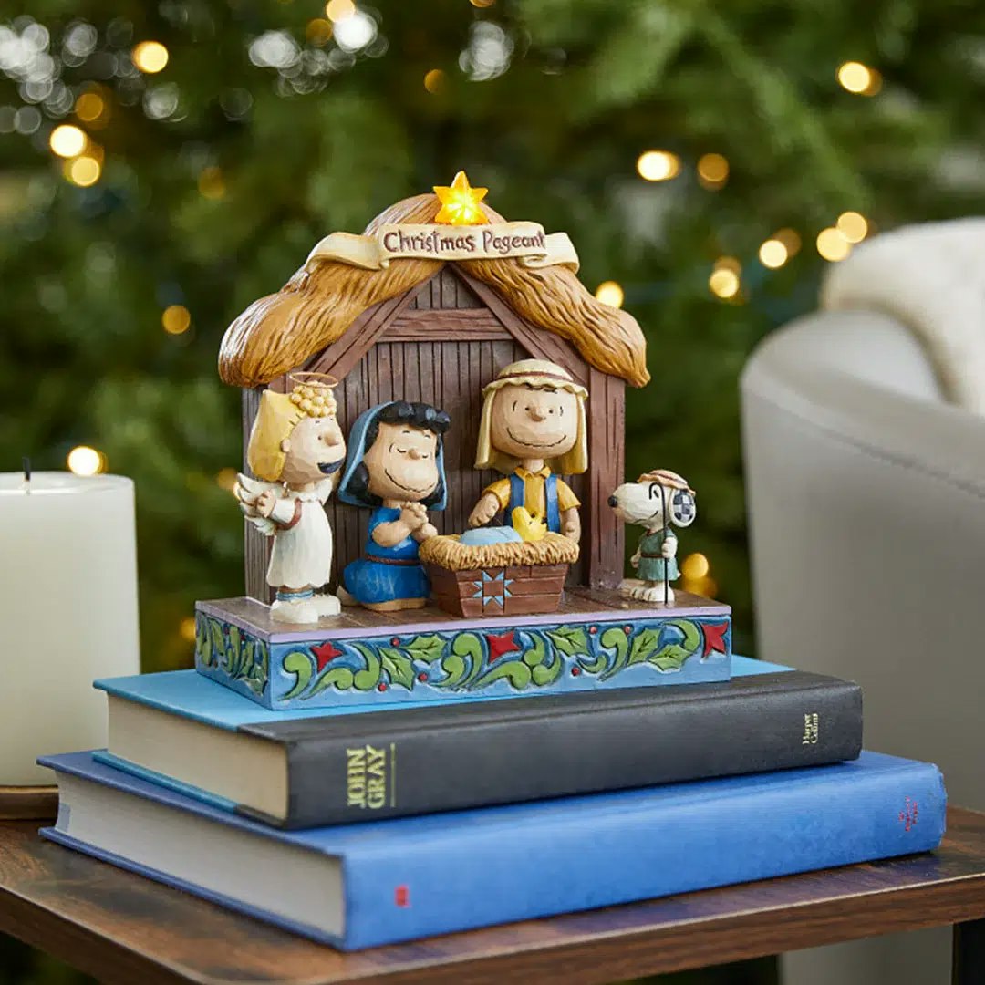 Peanuts julekrybbe med lys