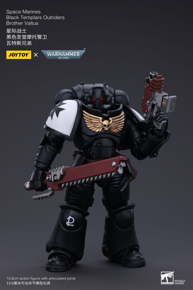 Warhammer 40k Action Figure 1/18 Space Marines Black Templars Outriders Brother Valtus 14 cm (Totalpris 479,-)