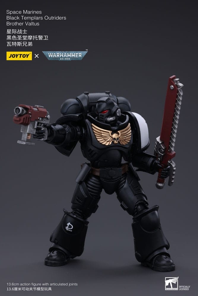 Warhammer 40k Action Figure 1/18 Space Marines Black Templars Outriders Brother Valtus 14 cm (Totalpris 479,-)