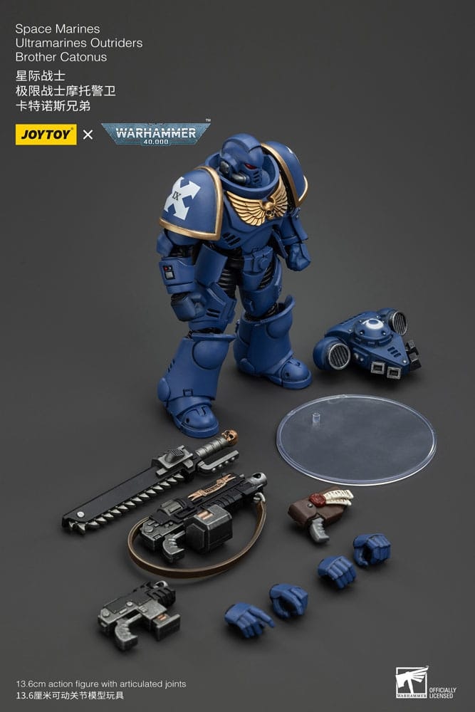 Warhammer 40k Action Figure 1/18 Space Marines Ultramarines Outriders Brother Catonus 14 cm (Totalpris 479,-)