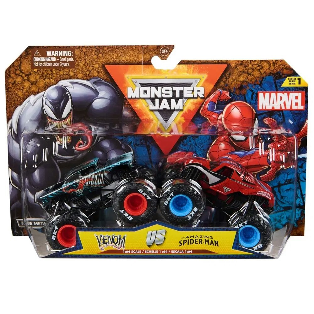Monster Jam 1:64 Die Cast 2pk Marvel Venom vs Spiderman