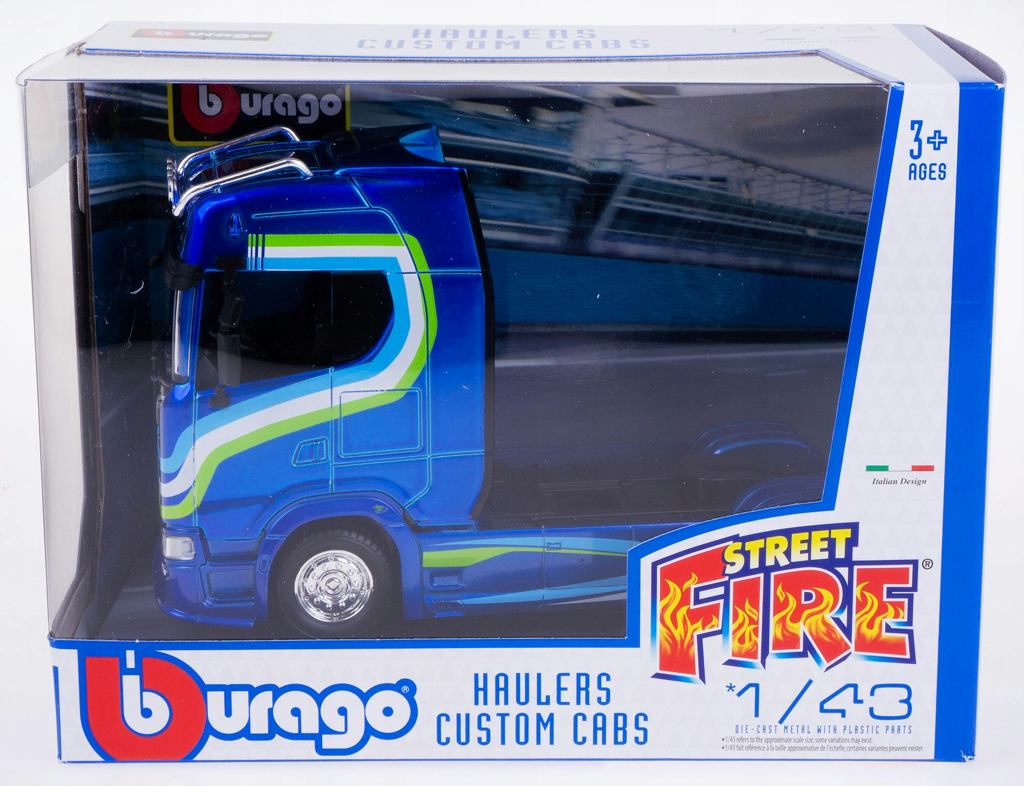 Scania S730 Blå 1:43 Street Fire Haulers Custom Cabs