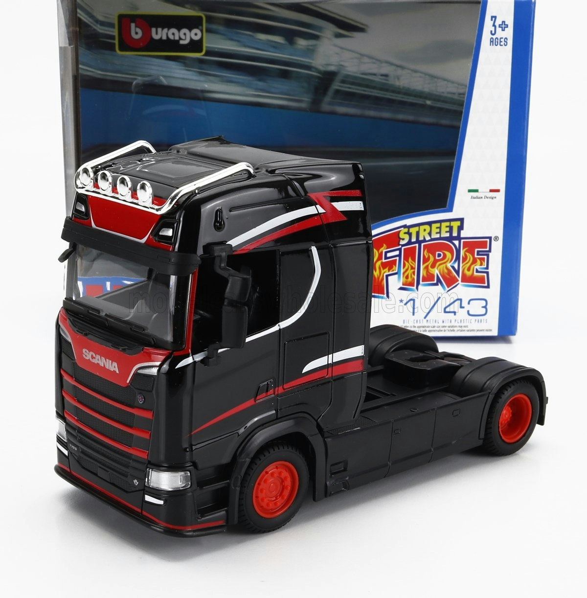 Scania S730 sort 1:43 Street Fire Haulers Custom Cabs