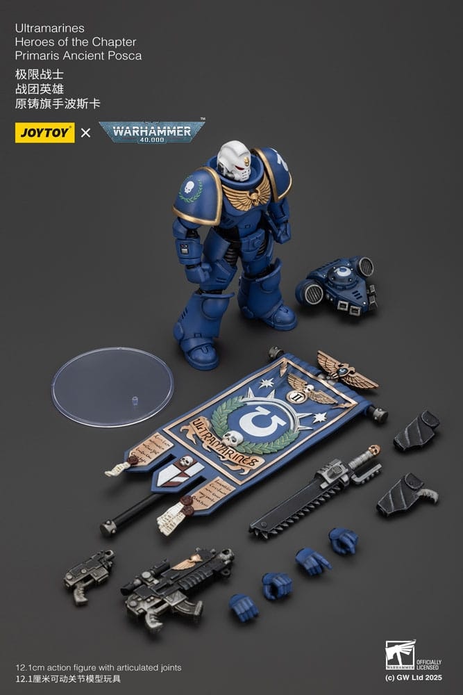 Warhammer 40k Action Figure 1/18 Ultramarines Heroes of the Chapter Primaris Ancient Posca 20 cm (Totalpris 529,-)