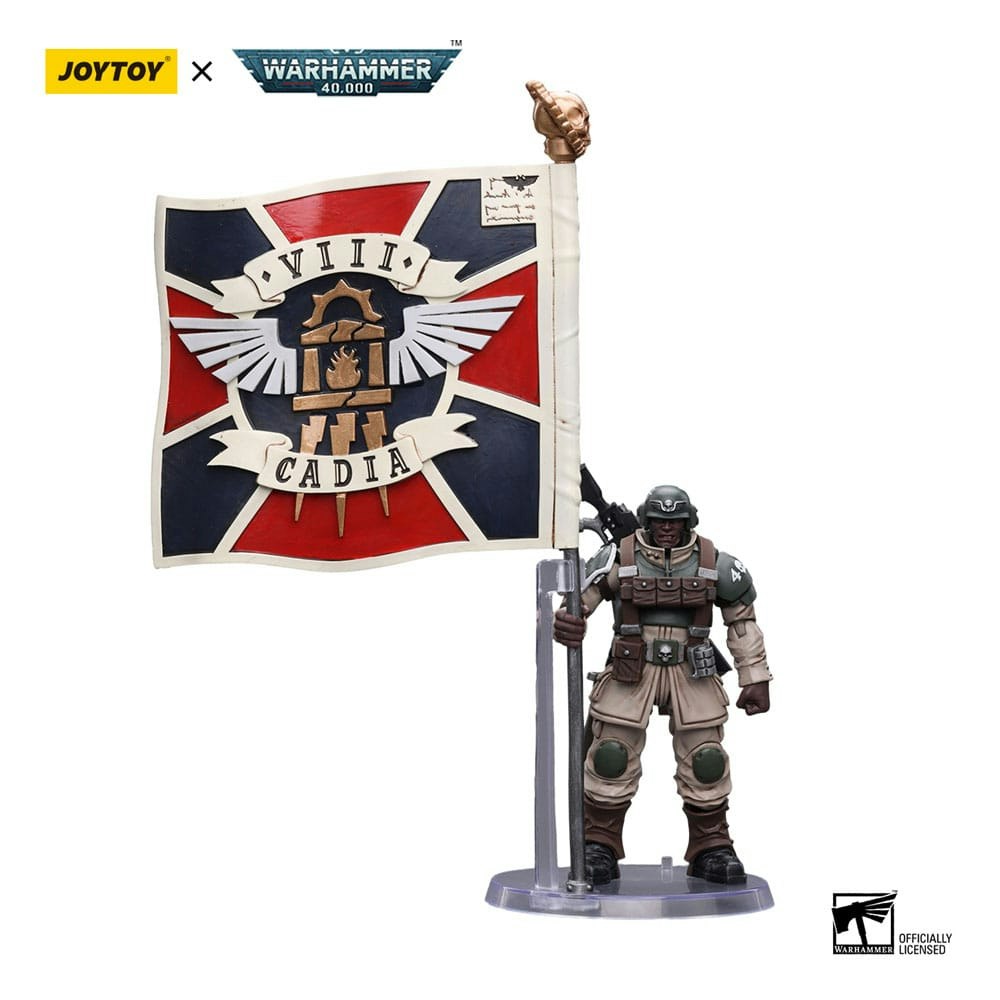 Warhammer 40k Action Figure 1/18 Astra Militarum Cadian Command Squad Veteran with Regimental Standard 12 cm (Totalpris 649,-)