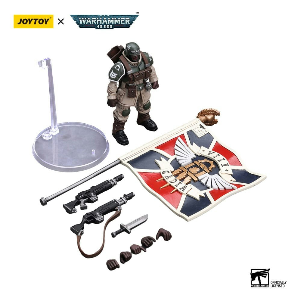 Warhammer 40k Action Figure 1/18 Astra Militarum Cadian Command Squad Veteran with Regimental Standard 12 cm (Totalpris 649,-)
