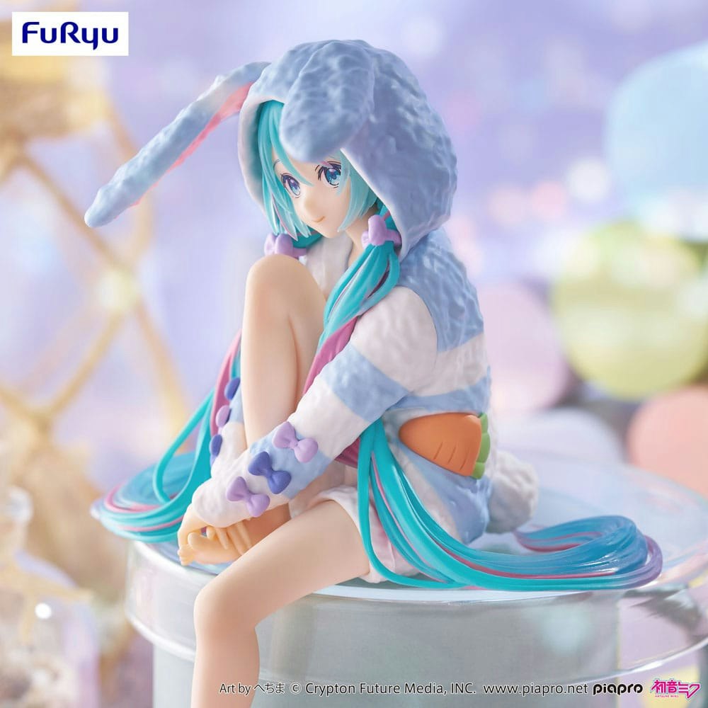 Hatsune Miku Noodle Stopper PVC Statue Hatsune Miku Rabbit Ear Hood Pajama Blue Color Ver. 14 cm (Totalpris 379,-)