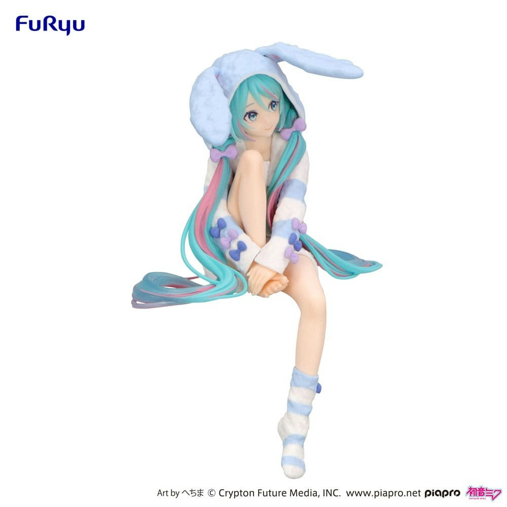 Hatsune Miku Noodle Stopper PVC Statue Hatsune Miku Rabbit Ear Hood Pajama Blue Color Ver. 14 cm (Totalpris 379,-)