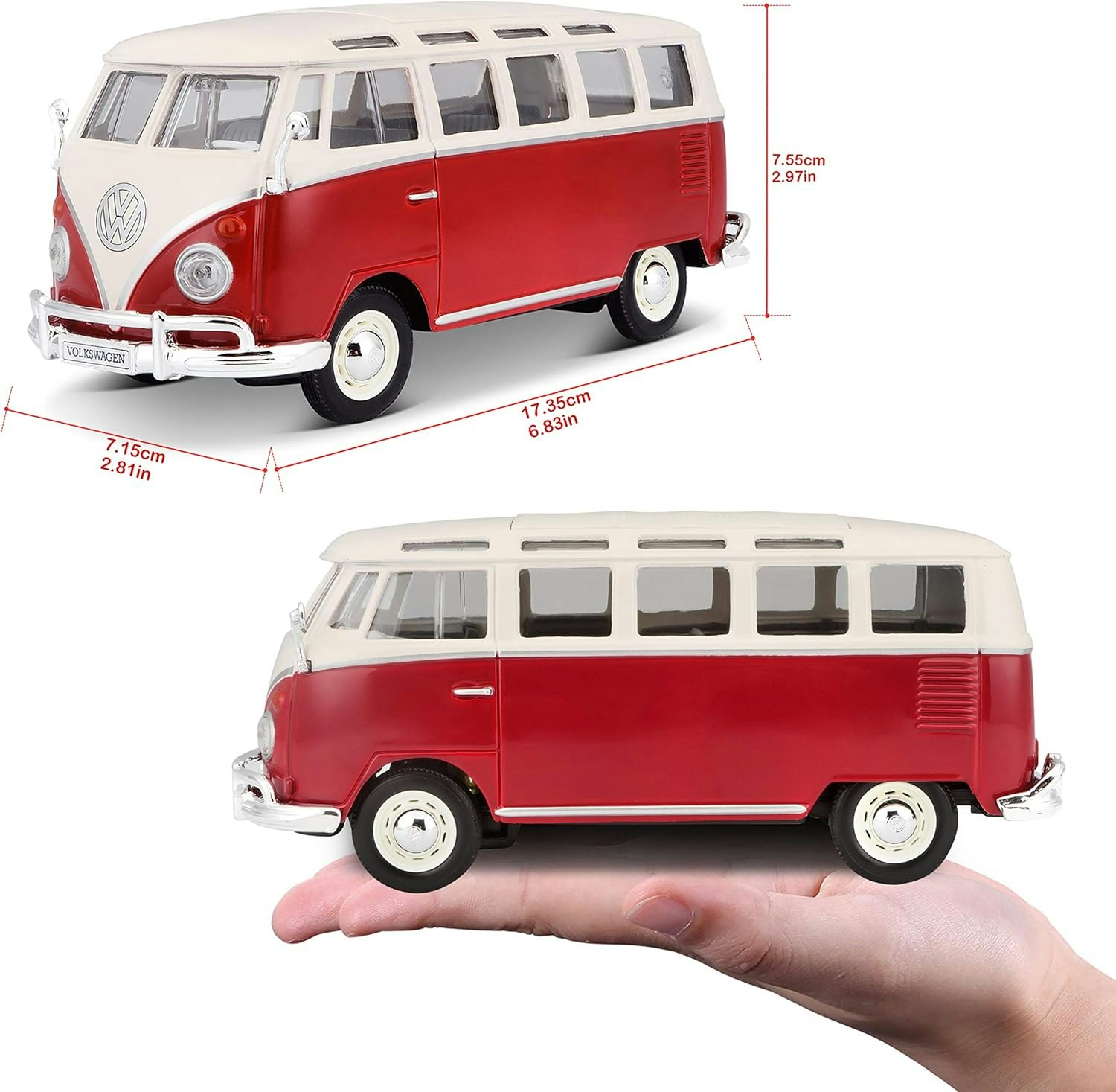Volkswagen Van Samba Rød 1:24
