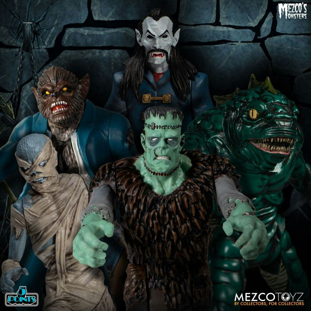 Mezco's Monsters 5 Points Action Figures Tower of Fear Deluxe Set 45cm