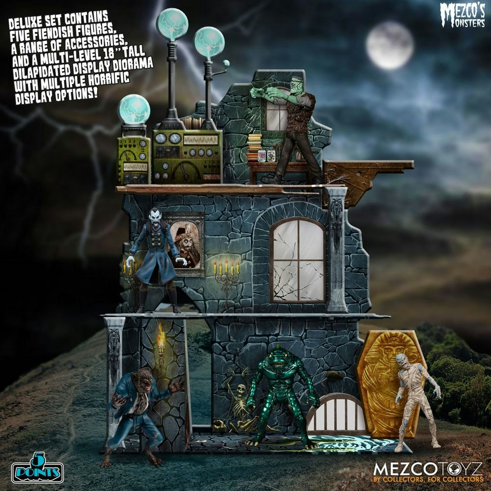 Mezco's Monsters 5 Points Action Figures Tower of Fear Deluxe Set 45cm