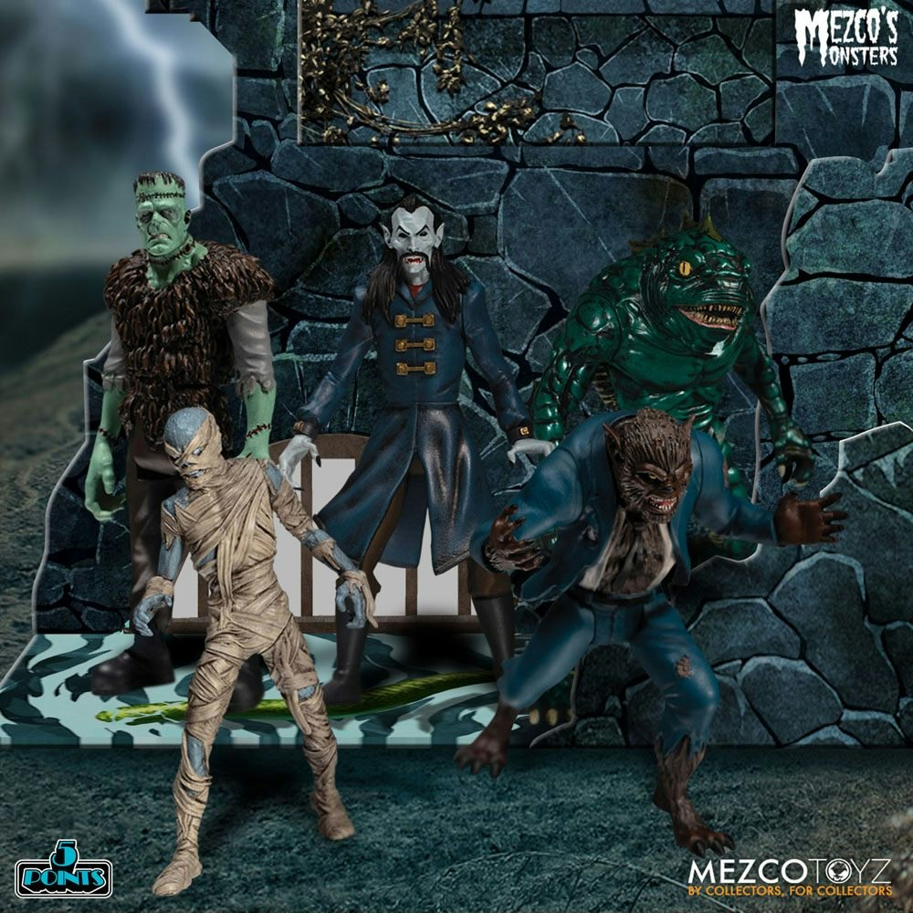 Mezco's Monsters 5 Points Action Figures Tower of Fear Deluxe Set 45cm