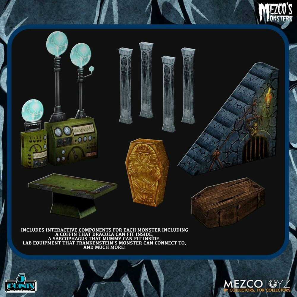 Mezco's Monsters 5 Points Action Figures Tower of Fear Deluxe Set 45cm