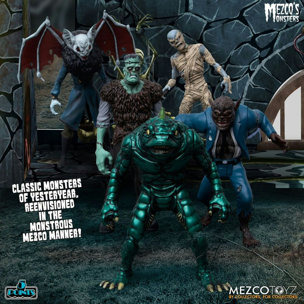 Mezco's Monsters 5 Points Action Figures Tower of Fear Deluxe Set 45cm