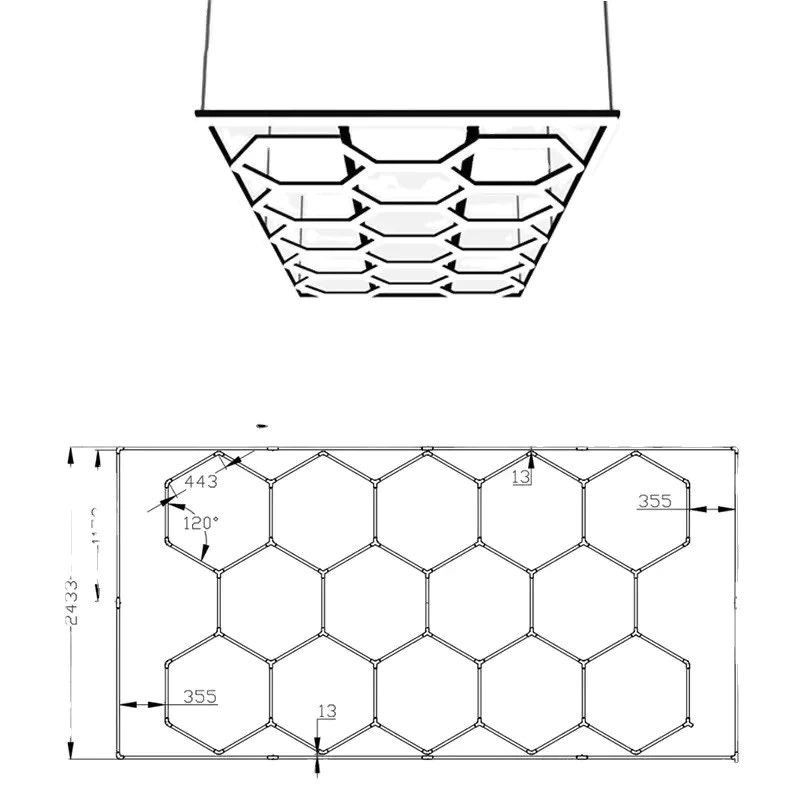 14 Hexagon med jording og dimming 30/60/100%