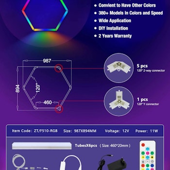 RGB-Hexagon Lys 987 x 894 MM