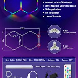 2 Hexagon RGB Lys 1735 x 987 mm