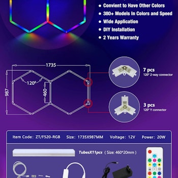 2 Hexagon RGB Lys 1735 x 987 mm