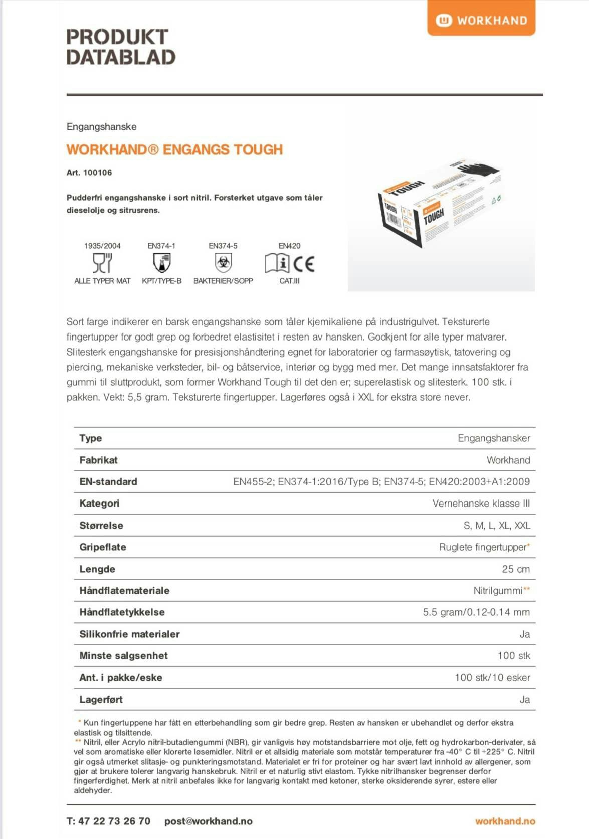 WORKHAND Tough Nitril hansker