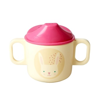 Rice Melamine baby 2 handle cup m pink bunny print