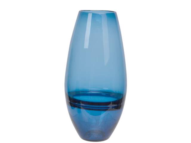 SANNA Glassvase konet m/dekorstripe D17 H35 royal blue