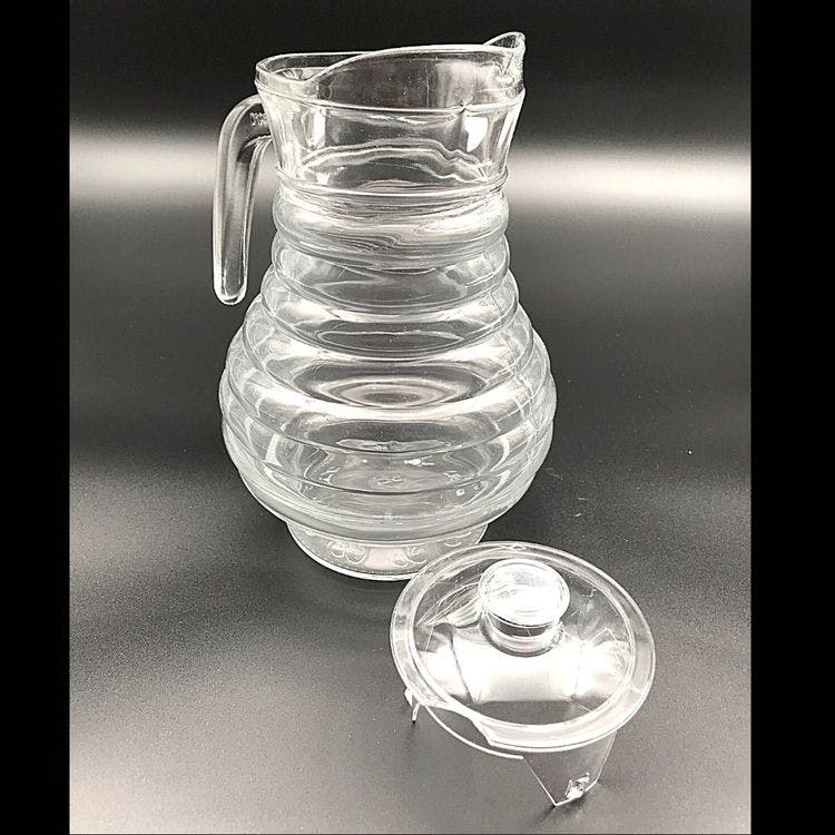 Glas vattenkanna med plast genomskinlig lock / vattenkanna med mönster