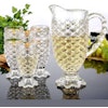 Glas kanna set med 6 glas, fiskskal mönster glas kanna set