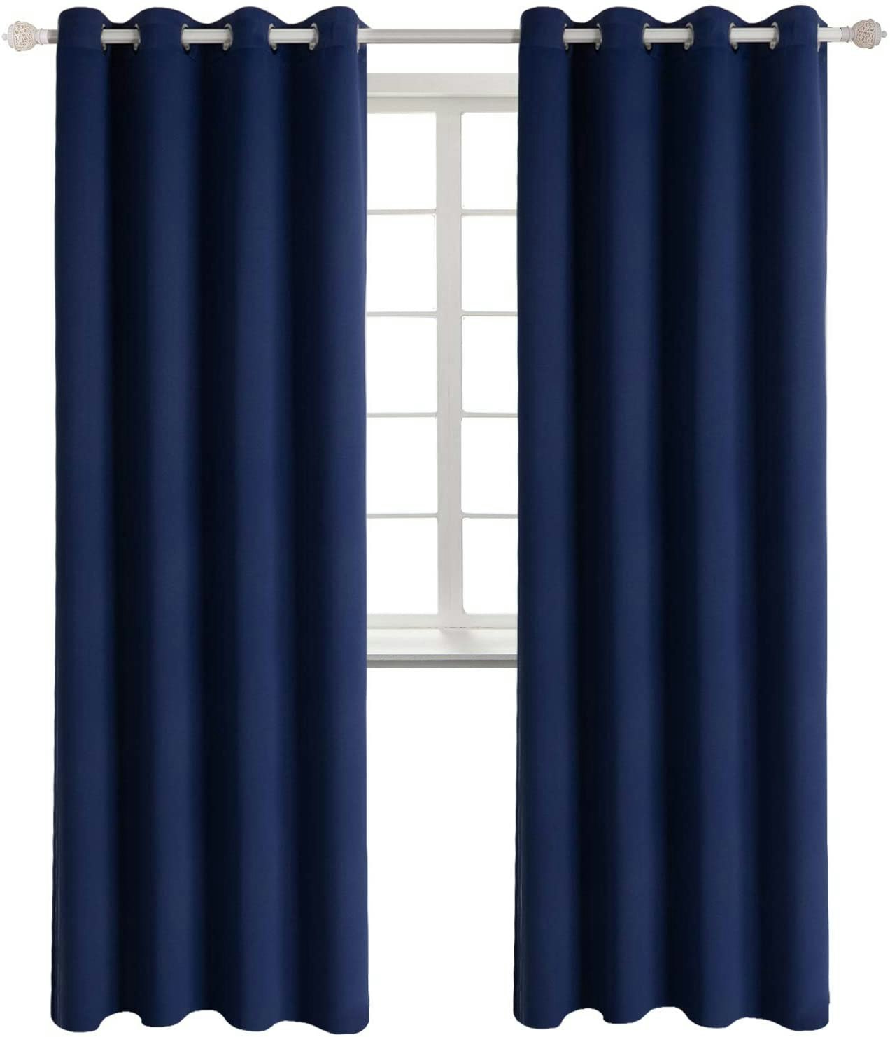 Gardinset 2-pack inkl gardinomtag | Två längder Mörkläggningsgardiner Öljettgardiner Navy Marinblå gardin