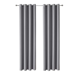 Gardinset 2-pack inkl gardinomtag | Två längder Mörkläggningsgardiner Öljettgardiner Grå Ljusgrå gardin