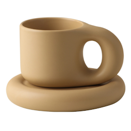 Nordisk stilren kaffemugg med fat 300 ml