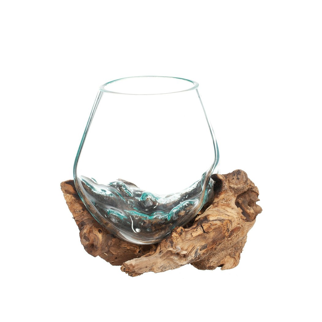 Glasvas på trädrot 20 cm