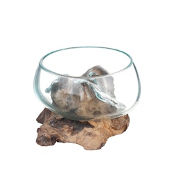 Glasskål på trädrot, 15cm diameter