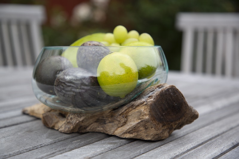Glasskål på trädrot, 15cm diameter