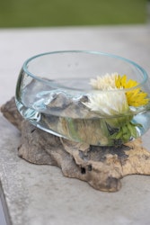 Glasskål på trädrot, 15cm diameter