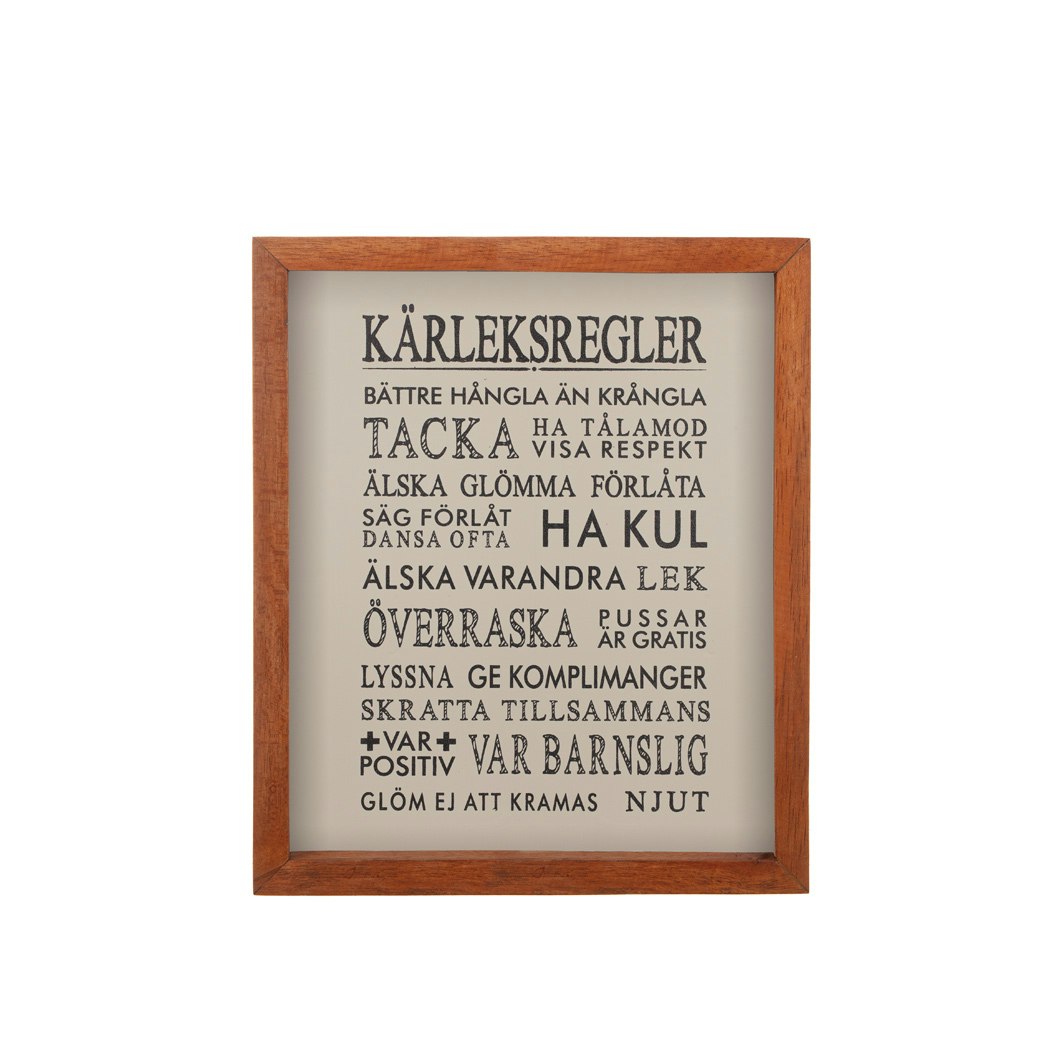 Tavla trä “Kärleksregler” 25x30cm