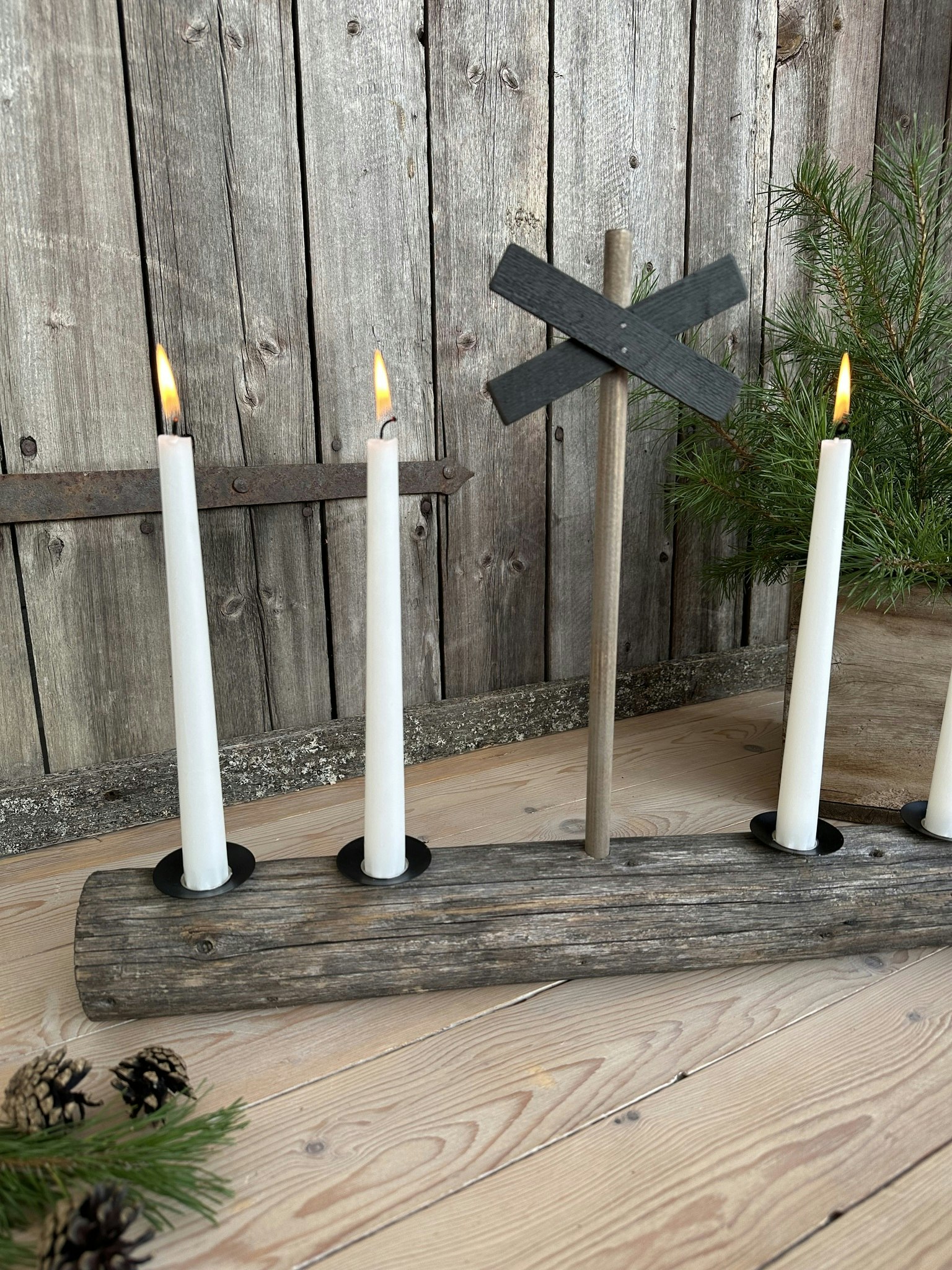 Adventsljusstake Ledkryss Brun