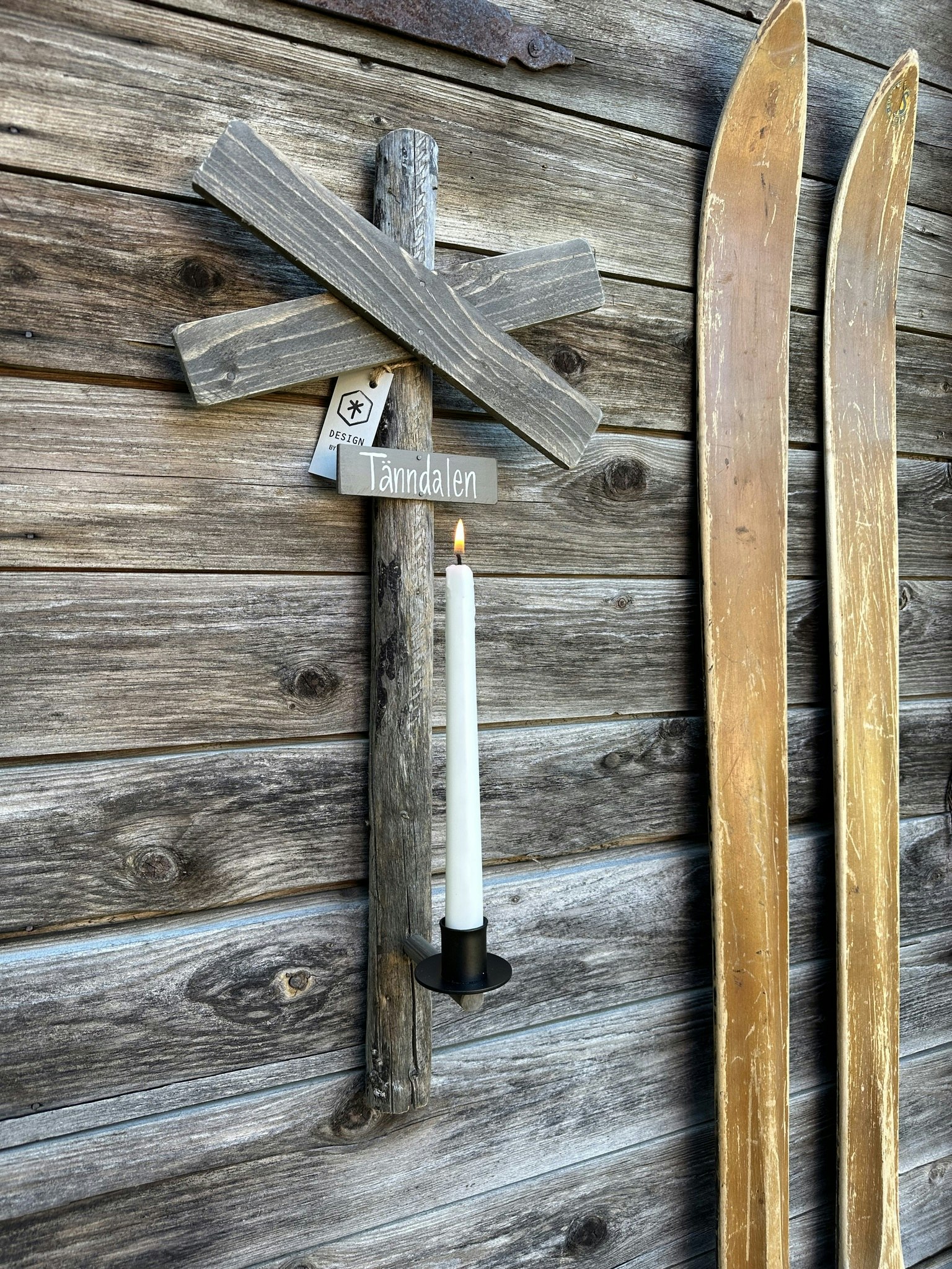 Väggljusstake Ledkryss - Natur - Brun