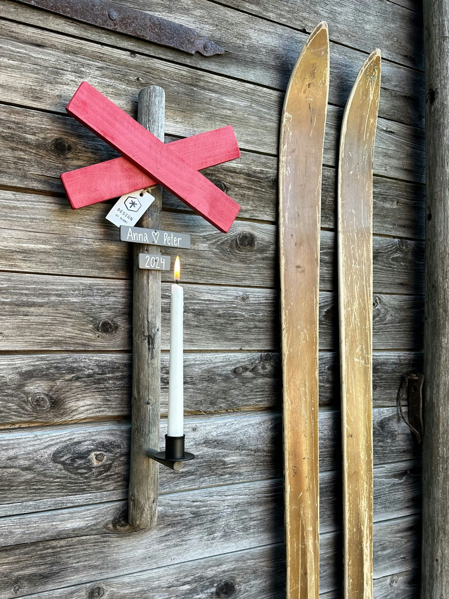 Väggljusstake Ledkryss - Natur - Röd