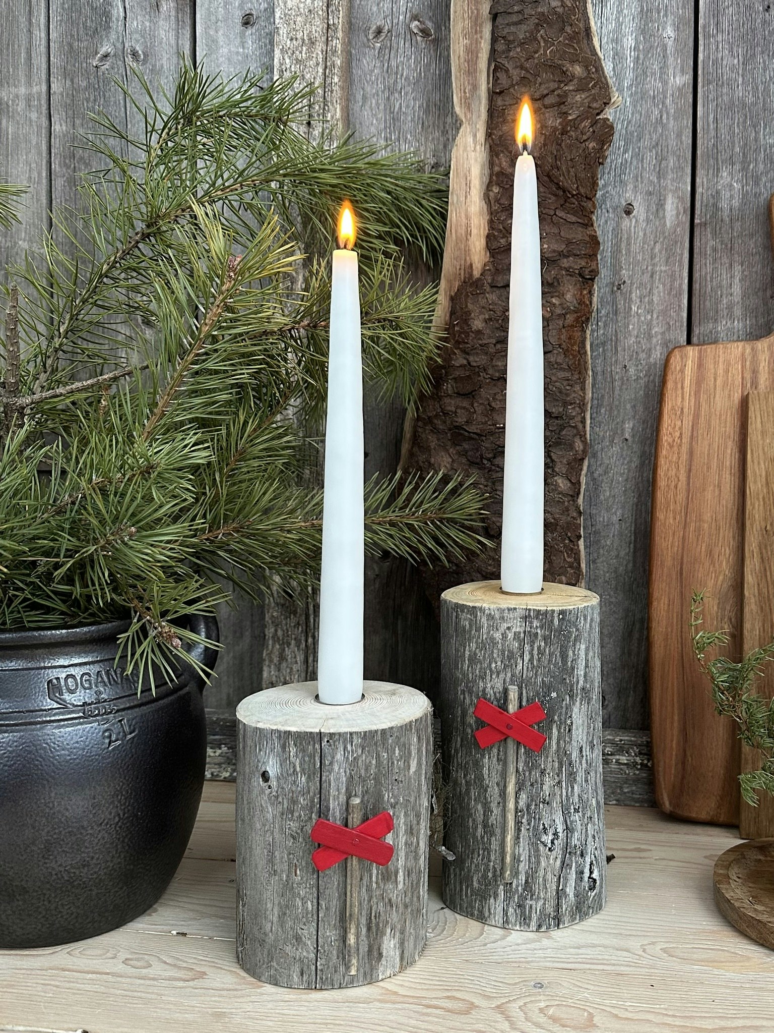 Ljusstake i Torrfura Ledkryss 2-pack