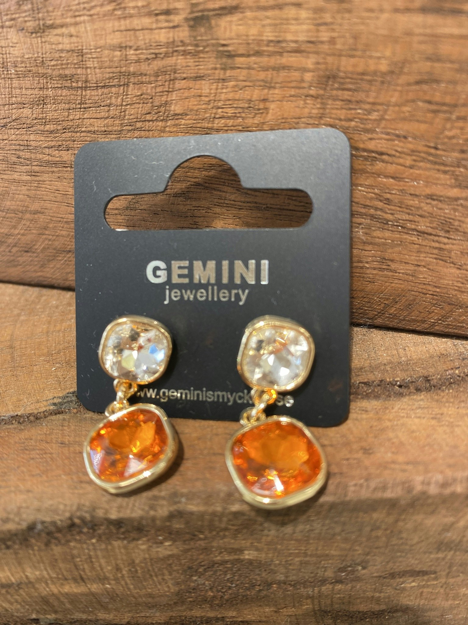 Örhänge Gemini diamant Orange