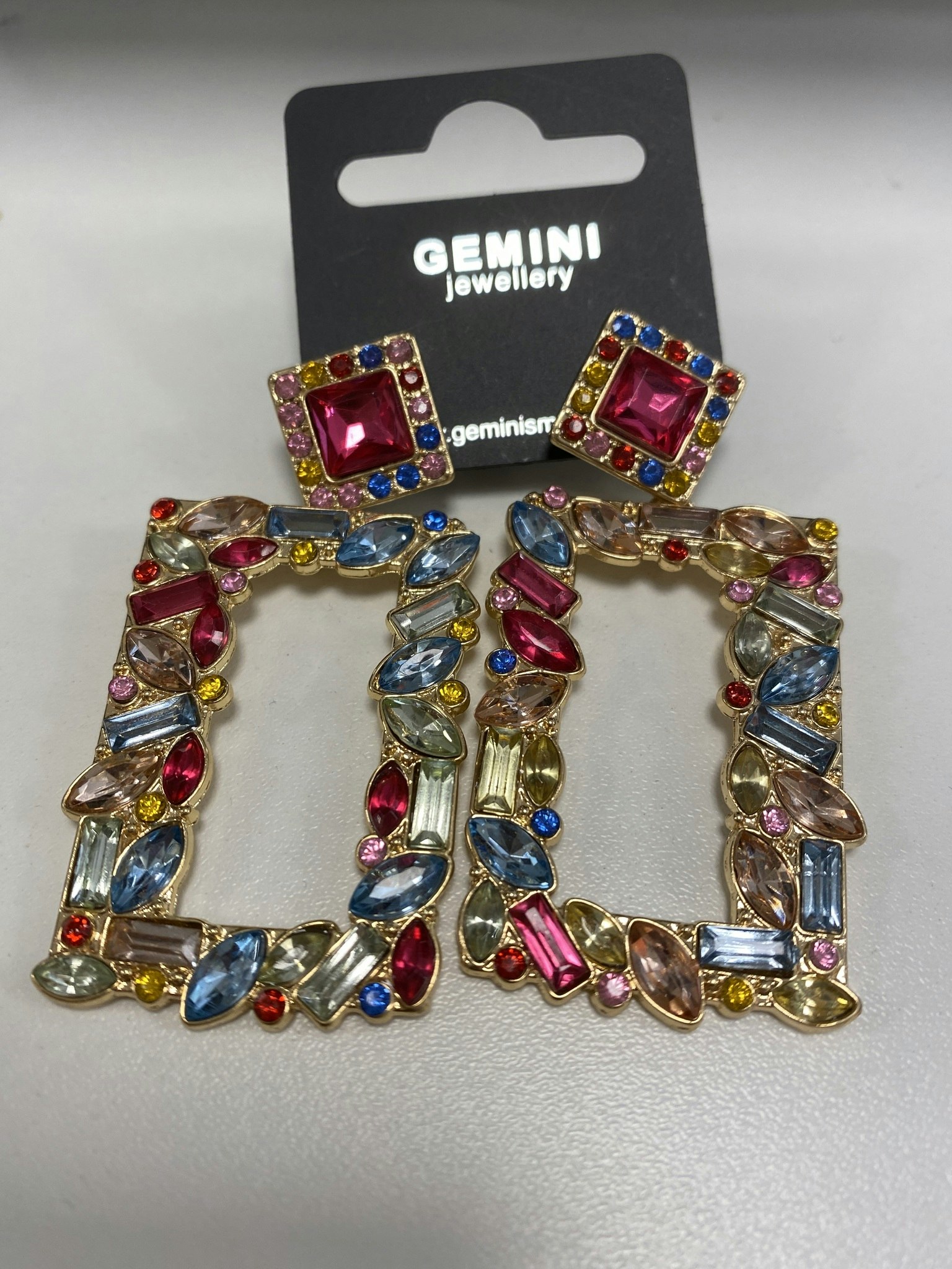Örhänge Gemini diamant rektangel