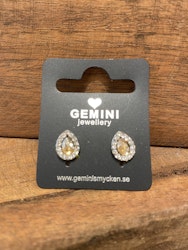 Örhängen Gemini Droppe diamant Gul
