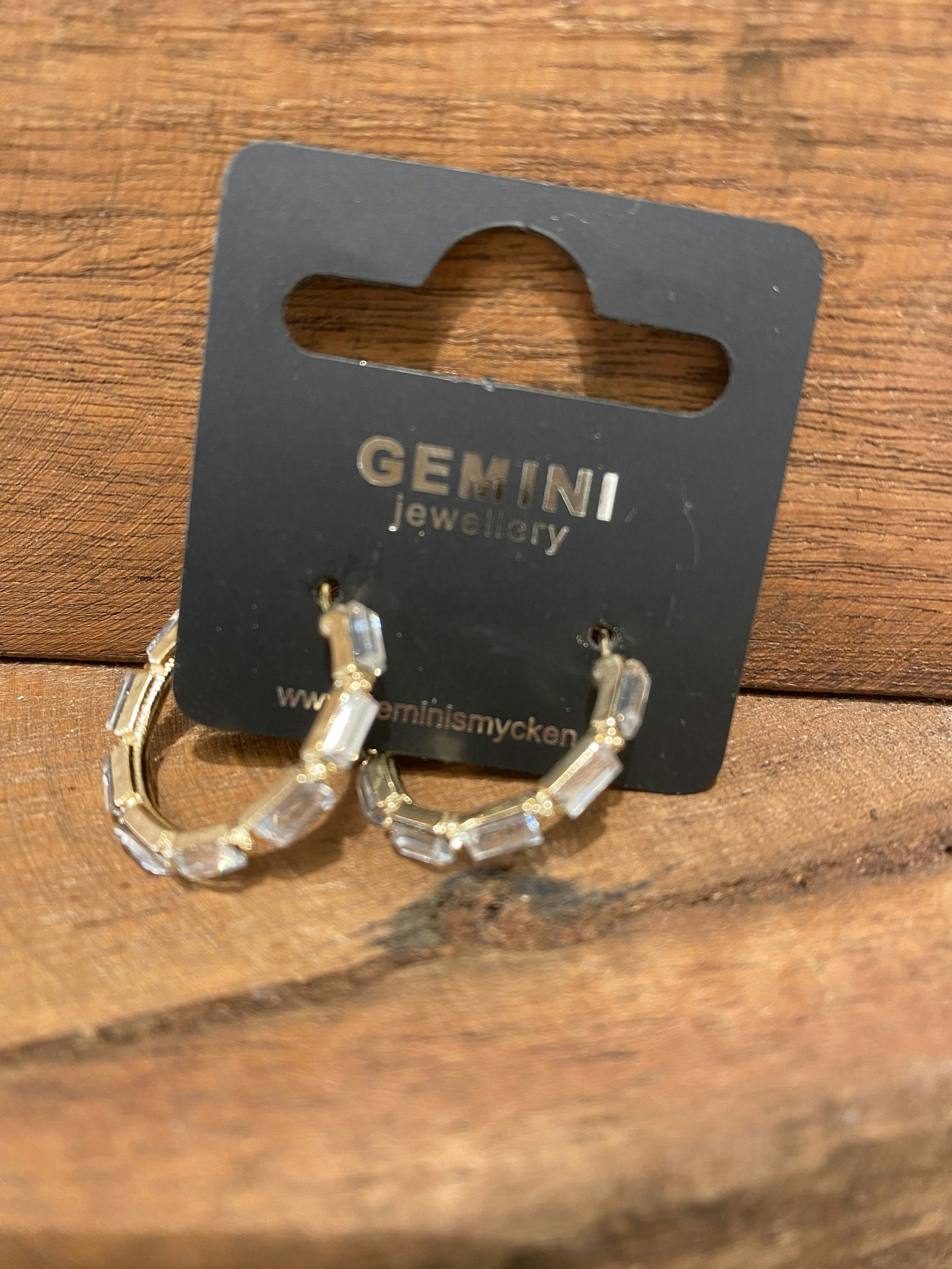 Örhängen Gemini Guldringar ”glasdiamant”