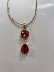 Guld halsband - Rosa diamant