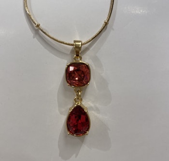 Guld halsband - Rosa diamant