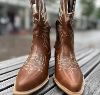 Western boots konjak/guldfärg