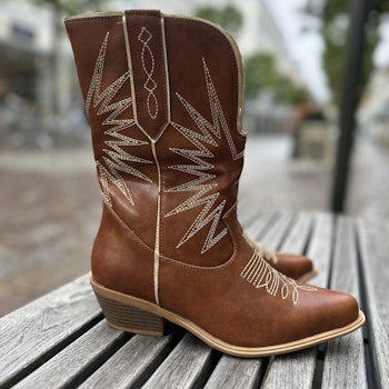 Western boots konjak/guldfärg